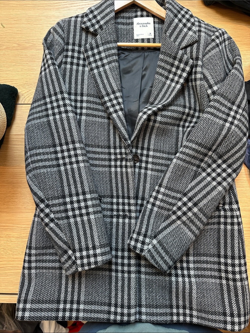 Abercrombie & Fitch Black and White Plaid Blazer Jacket